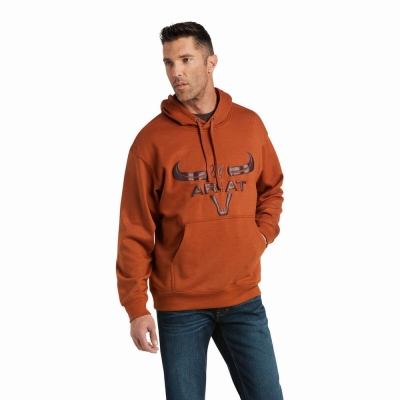 Beige Ariat Basic Men's Hoodies | XRQL02346