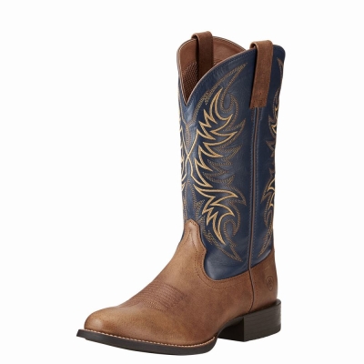 Beige Ariat Sport Horseman Men's Western Boots | YCEL46905