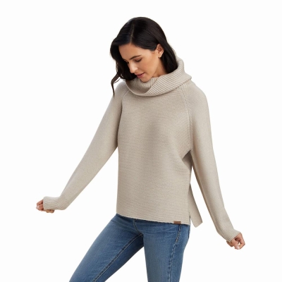 Beige Ariat Three Chimney Women's Sweaters | LSYZ70286