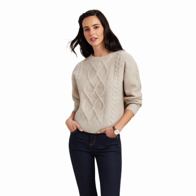 Beige Ariat Winter Quarter Women's Sweaters | XQAG37859