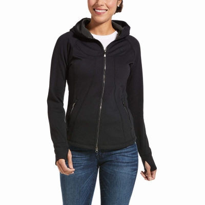 Black Ariat Attain Full Zip Women's Hoodies | TYZU83265