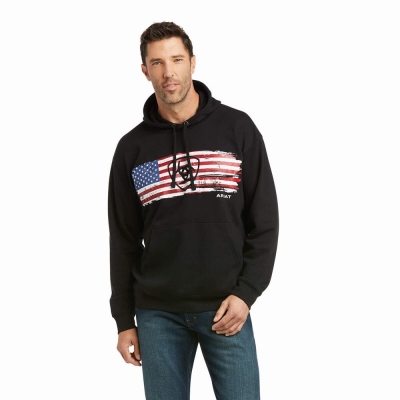 Black Ariat Basic Men's Hoodies | UNFB17254