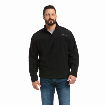 Black Ariat Basis 2.0 1/4 Zip Men's Hoodies | SUKM52879