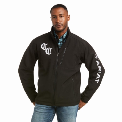 Black Ariat Compton Cowboys Logo 2.0 Softshell Men's Jackets | XQMH73451