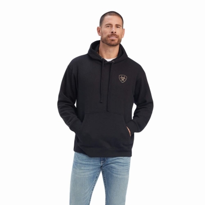 Black Ariat EST Block Men's Hoodies | XCDL36547