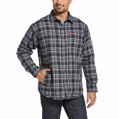 Black Ariat FR Monument Men's Shirts | JNVQ56782