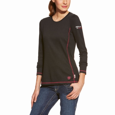 Black Ariat FR Polartec PowerDry Women's Shirts | CXRJ25307