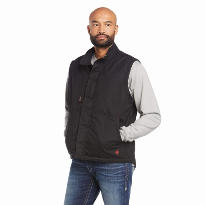 Black Ariat FR Workhorse Insulated Men's Jackets | DGHK21793