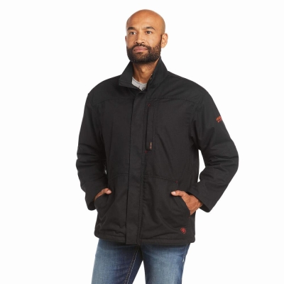 Black Ariat FR Workhorse Insulated Men's Jackets | EVDX56302