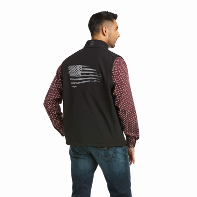 Black Ariat Logo 2.0 Patriot Softshell Men's Jackets | FMHV32971