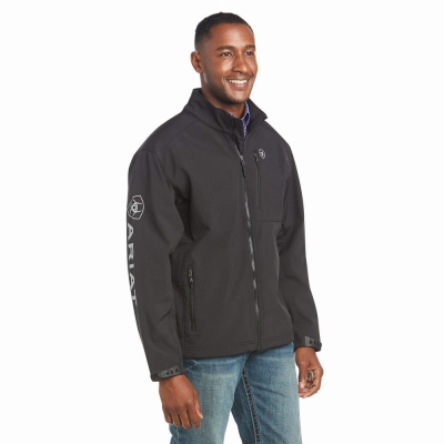 Black Ariat Logo 2.0 Softshell Men's Jackets | NUEW01239