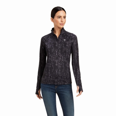 Black Ariat Lowell 2.0 1/4 Zip Women's Tops | VSOA32580