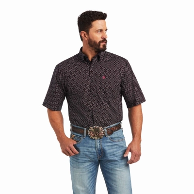 Black Ariat Major Classic Fit Men's Shirts | QRYC36495