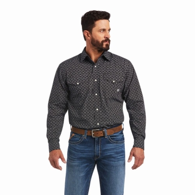 Black Ariat Max Classic Fit Men's Shirts | JPFS15297