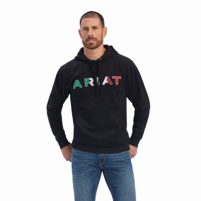 Black Ariat Mexico Men's Hoodies | ORGN23175