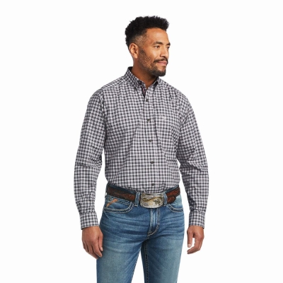 Black Ariat Pro Series Michael Stretch Classic Fit Men's Shirts | TWEK60159