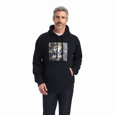 Black Ariat Protect & Serve Block Men's Hoodies | NTXE01246