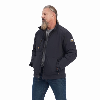 Black Ariat Rebar Dri-Tek DuraStretch Insulated Men's Jackets | KZLU49675