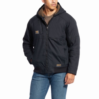 Black Ariat Rebar DuraCanvas Men's Jackets | PYUA17682