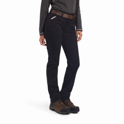 Black Ariat Rebar DuraStretch Made Tough Leg Women's Pants | XBEO09824