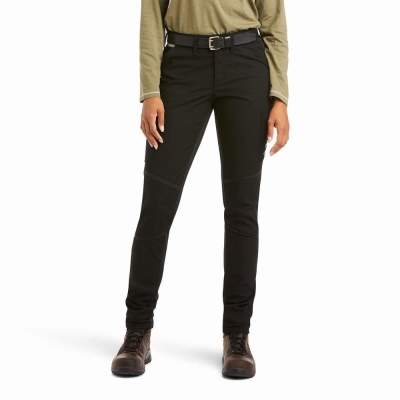 Black Ariat Rebar DuraStretch Ripstop Cargo Leg Women's Pants | VFXW90257