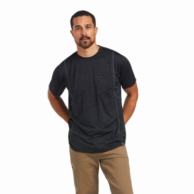 Black Ariat Rebar Evolution Athletic Fit Men's Tops | IXGH09734