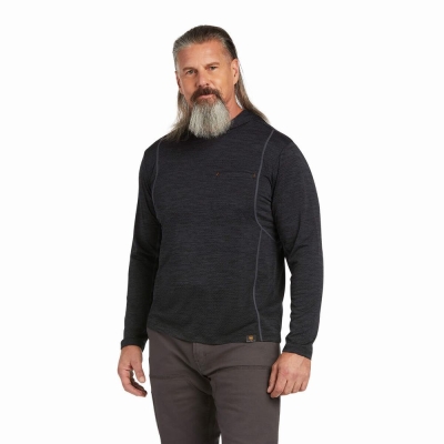 Black Ariat Rebar Evolution Sun Men's Tops | XPWI36715