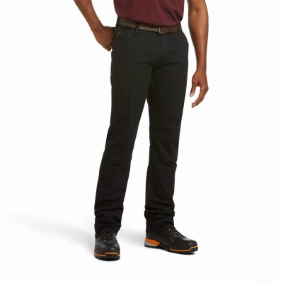 Black Ariat Rebar M4 Low Rise DuraStretch Made Tough Double Front Men's Pants | XRLM82946