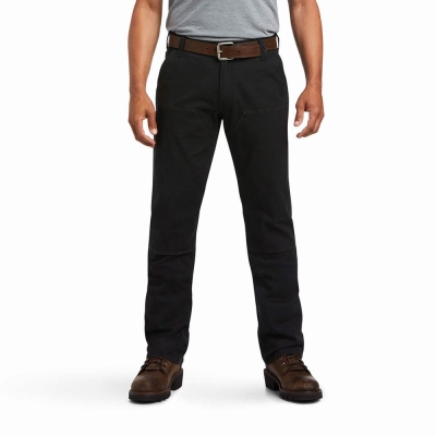 Black Ariat Rebar M7 Slim DuraStretch Made Tough Double Front Men's Pants | JHGY97138