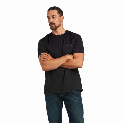 Black Ariat Rebar Polartec Elite All Season Men's Tops | YFCH27803