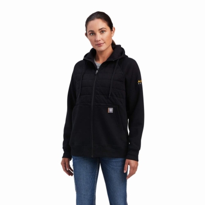 Black Ariat Rebar Regulator Full Zip Women's Hoodies | OFLE74201