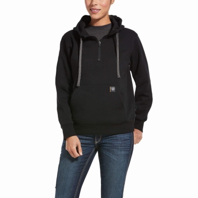 Black Ariat Rebar Skill Set 1/2 Zip Women's Hoodies | KDEQ97438