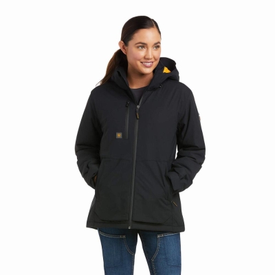 Black Ariat Rebar Storm Fighter 2.0 Waterproof Women's Jackets | KVIM09127