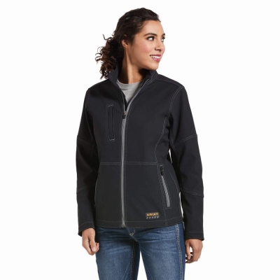 Black Ariat Rebar Stretch Canvas Softshell Women's Jackets | DJXT91478