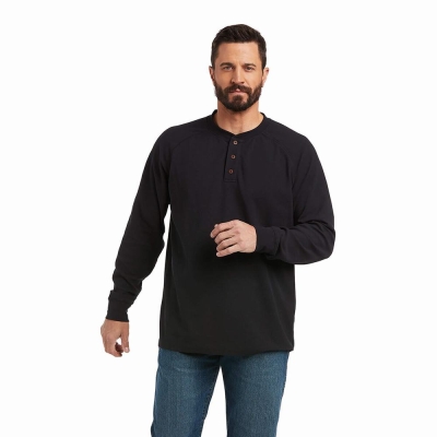 Black Ariat Rebar Thermal Men's Shirts | NOSJ91578