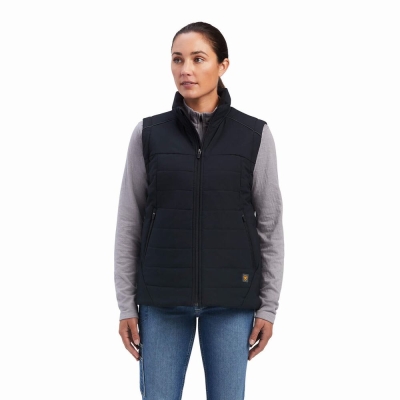 Black Ariat Rebar Valkyrie Stretch Canvas Insulated Women's Vests | ASQJ43528