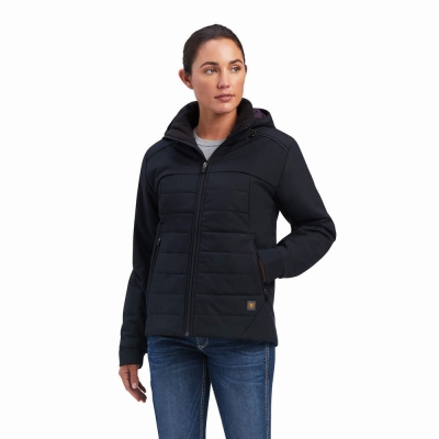 Black Ariat Rebar Valkyrie Stretch Canvas Insulated Women's Jackets | SVYI79136