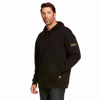 Black Ariat Rebar Workman Men's Hoodies | DYNH20753