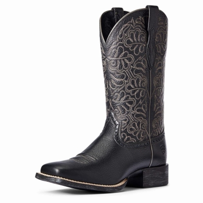 Black Ariat Round Up Remuda Women's Western Boots | EOCN36420