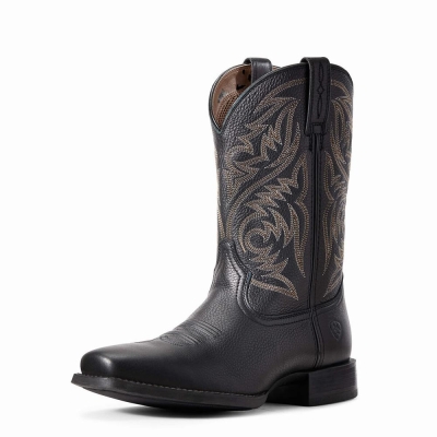 Black Ariat Sport Herdsman Men's Western Boots | JBLN04296