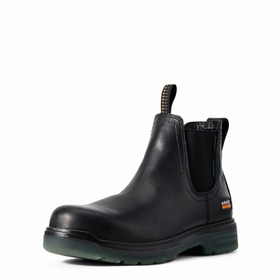 Black Ariat Turbo Chelsea CSA Waterproof Carbon Toe Men's Chelsea Boots | GVWQ15738