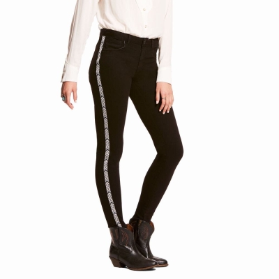 Black Ariat Ultra Stretch Perfect Rise Chevron Black Skinny Women's Skinny Jeans | VCUQ31095