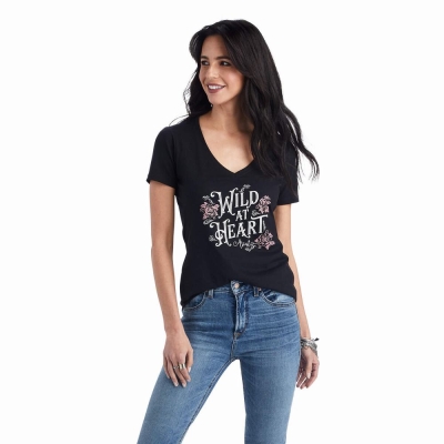 Black Ariat Wild Heart Women's Tops | MEYL46351