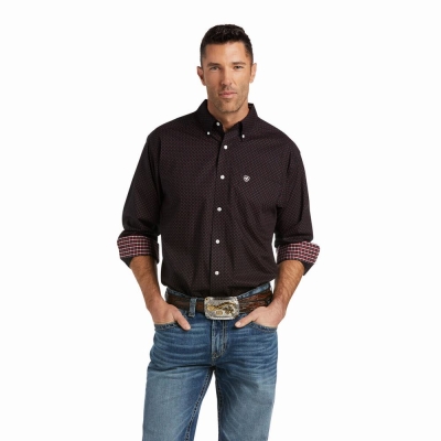 Black Ariat Wrinkle Free Abel Classic Fit Men's Shirts | AJEQ59687