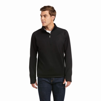 Black Black Ariat Tek Team 1/2 Zip Men's Hoodies | BLQW82567