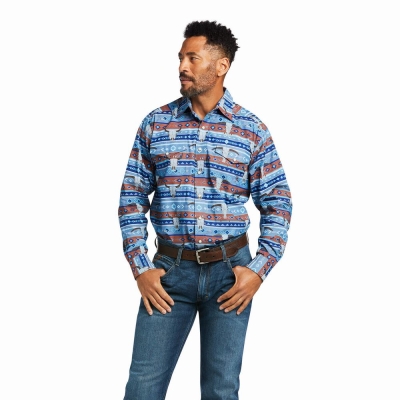 Blue Ariat Amir Classic Fit Men's Shirts | TNEM14529