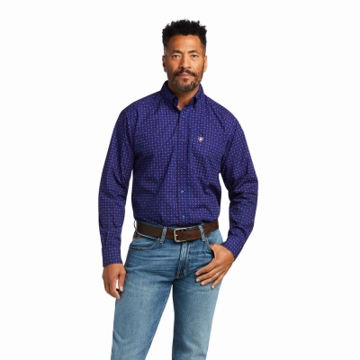 Blue Ariat Antonio Classic Fit Men's Shirts | KFZH21497