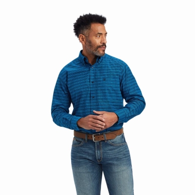 Blue Ariat Beasley Classic Fit Men's Shirts | ZNHU61497