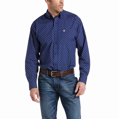 Blue Ariat Bedell Classic Fit Men's Shirts | KCTB32046