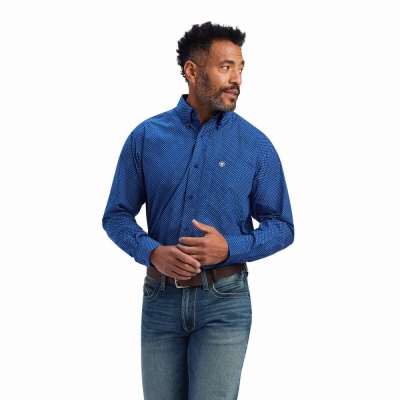 Blue Ariat Benedict Classic Fit Men's Shirts | JKPZ05938